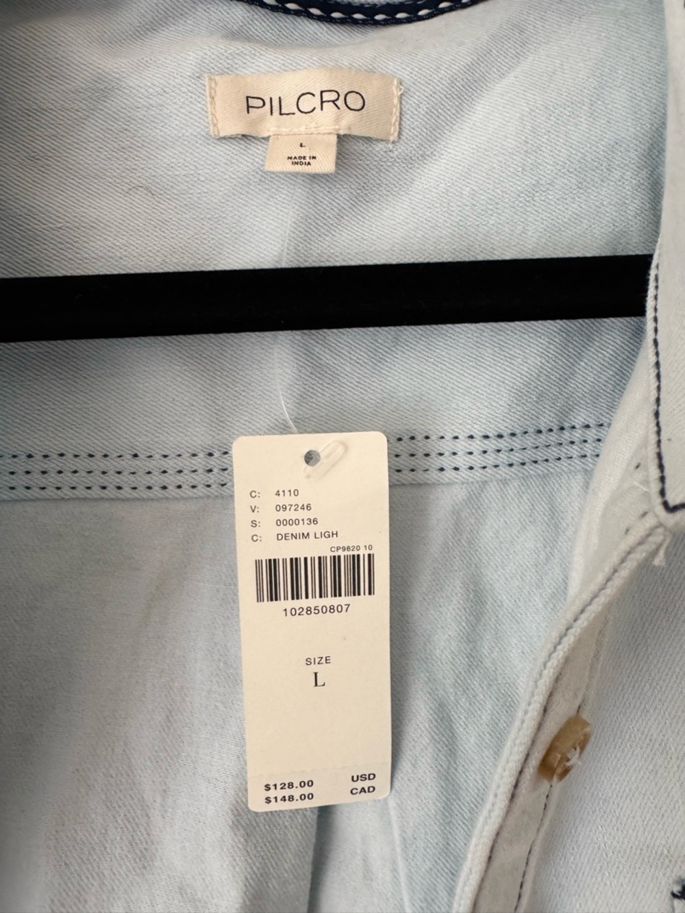 Anthropologie Pilcro Buttondown Denim  Patch Shirt - Picture 10 of 13